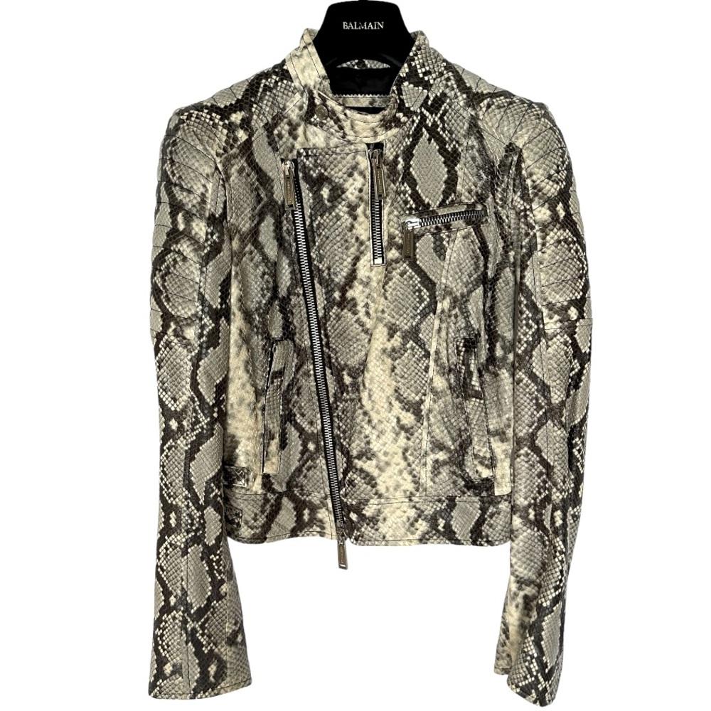Dsquared2 Woman’s Python Leather Moto Jacket Size… - image 1